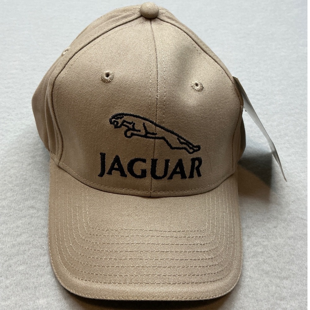 Jaguar Hat Cap America‎ Khaki Embroidered Logo Cotton Adjustable Mens NWT